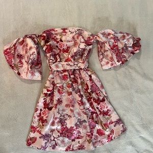 Floral Off-Shoulder Dress with Bell Sleeves